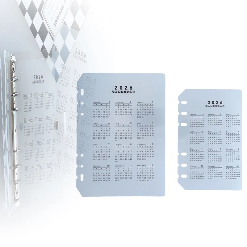 1PCS A5/A6 Lose Blatt 6 Löcher Kalender Separator Seite Langlebig Transparent PP Matt Material Für Planer Zeit management