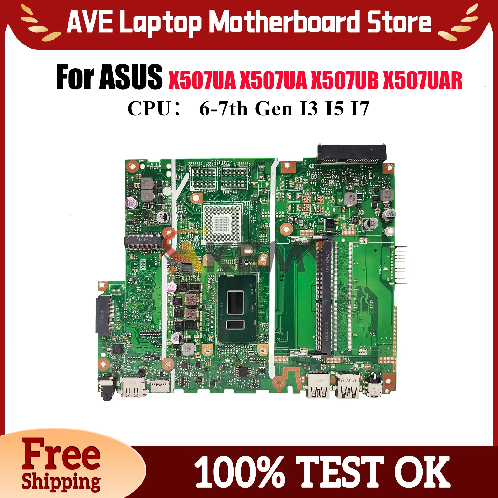 

X507UA Материнская плата для ноутбука ASUS X507UAR X507U X507UBR X507UFR X507UA F507U A507U X507UF Y5000U X507UB Материнская плата I3 I5 I7 CPU