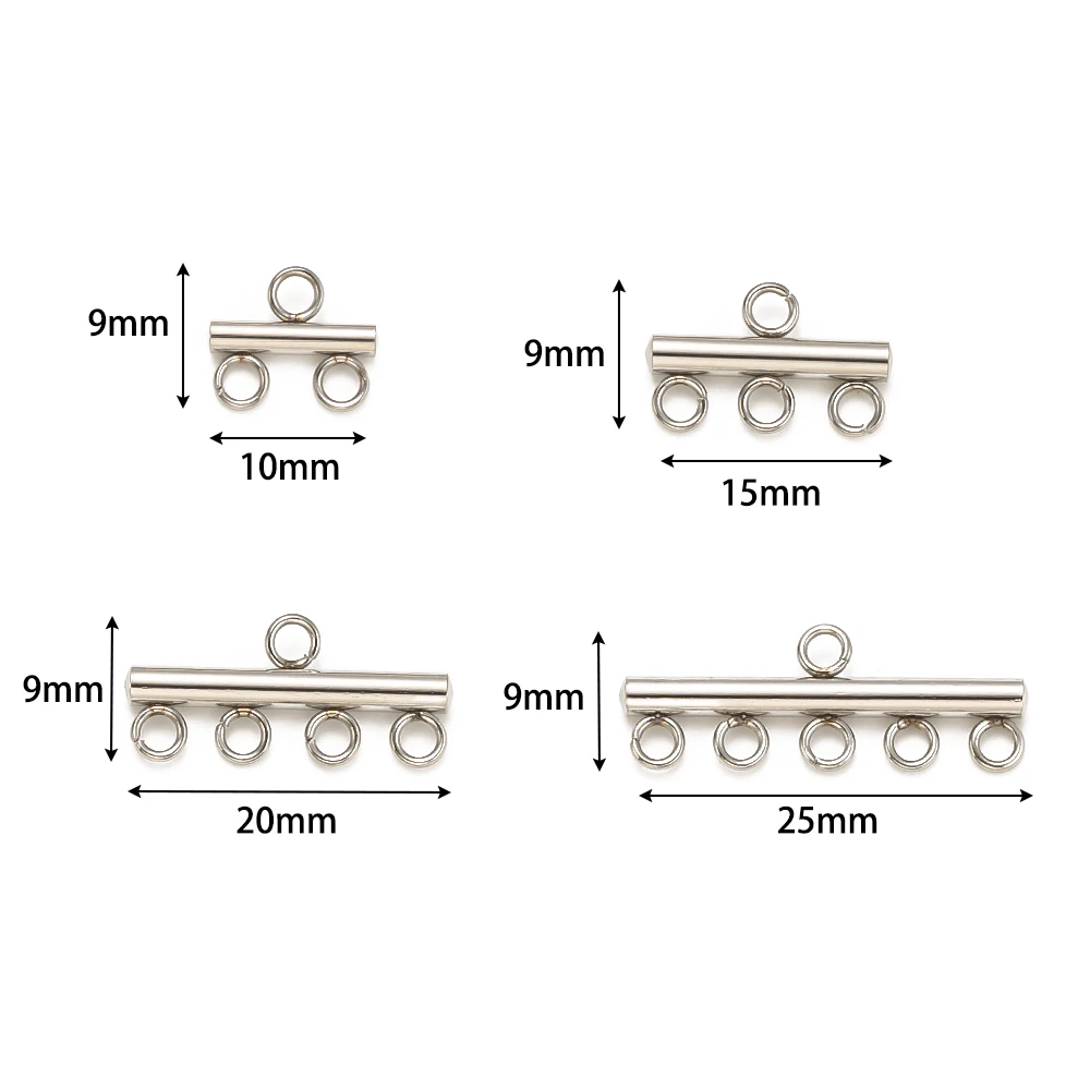 5pcs Stainless Steel Multi Strand Porous Connector Layer Clasp Bails Pendant For DIY Necklace Bracelet  Jewelry Making Supplies
