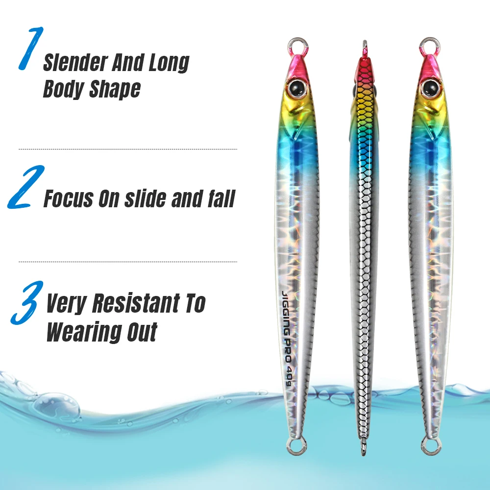JIGGING PRO Slide Stick Metal Jig 40g 60g Shore Jigging Lure Long Casting Fast Sinking Fall Jigs For Sea Bass Mackerel Kingfish - view 3