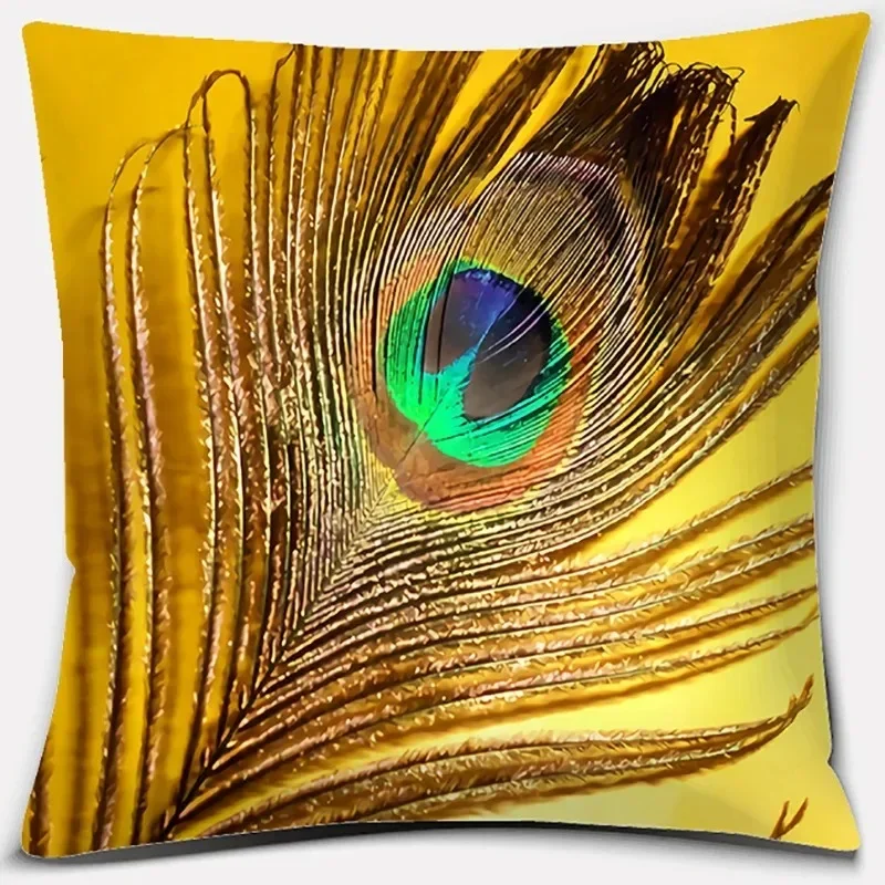 Peacock Feather Pattern Pillowcase Interior Decoration Office Living Room Home Pillowcase