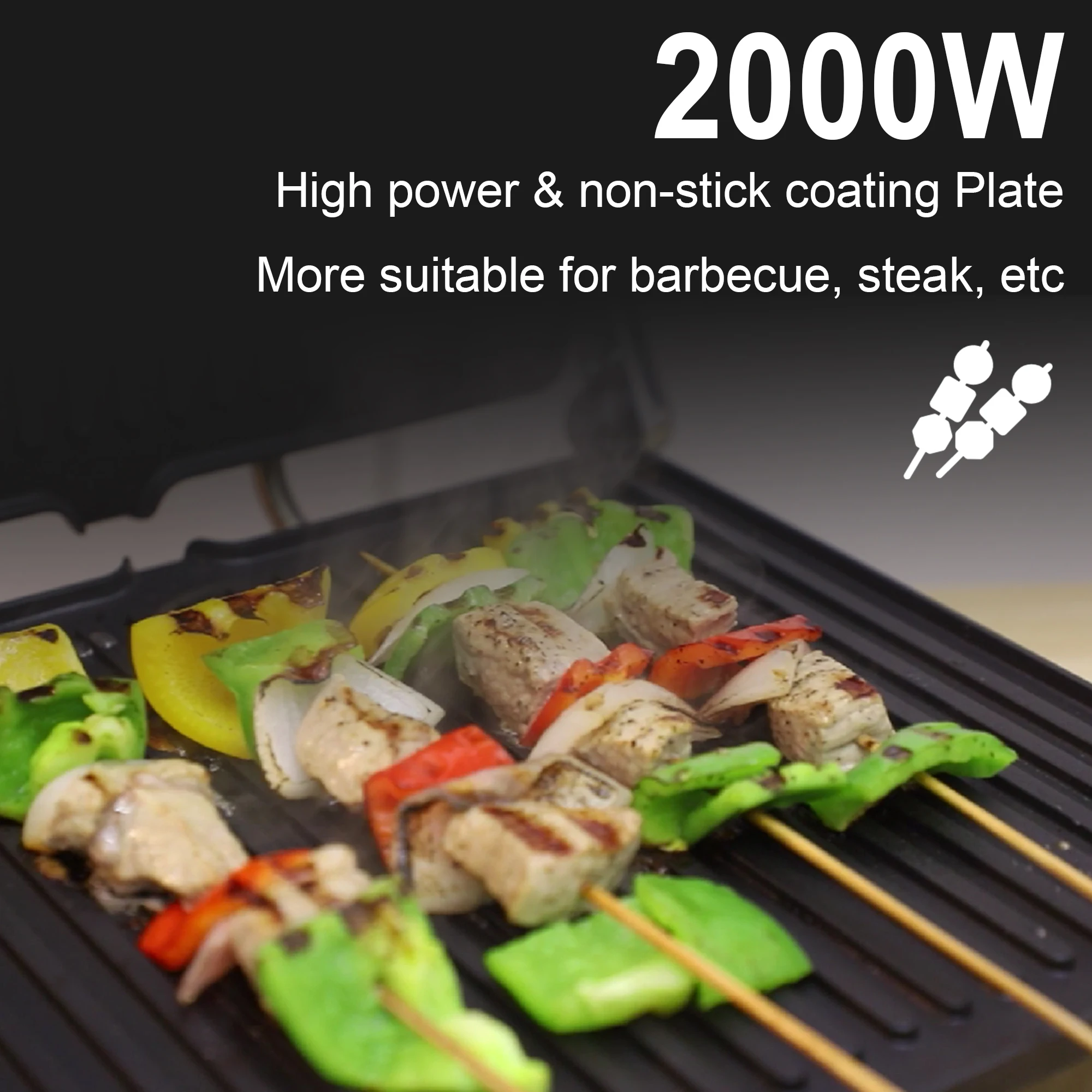 BBQ Electric Contact Grill Griddle And Panini Press Kitchen Barbecue Griddle Smokeless Baking Opens 180 Degree Barbecue Sonifer