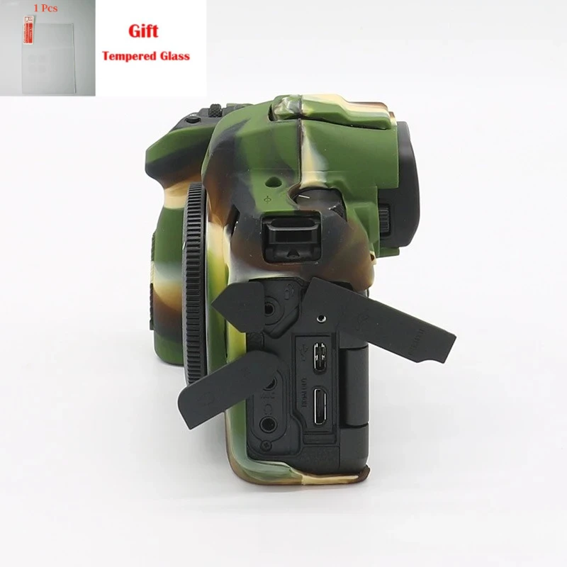 Soft Silicone Armor Skin Case For Canon EOS R EOSR Protective Case Storage Bag Camera soft case bag +1PCS Free Tempered Film