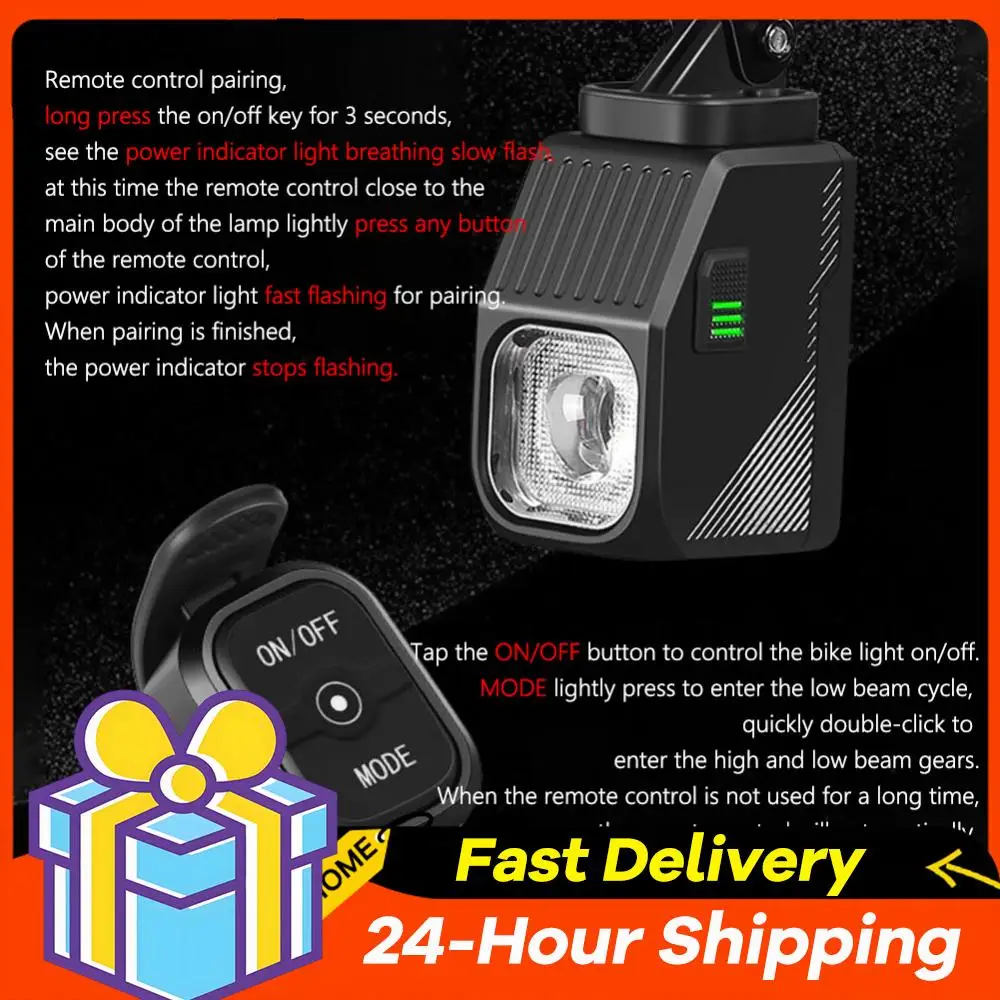 

Cycling Headlight Type-C Rechargeable Front Lamp LED Bicycle Hanging Light Remote Control Super Bright Bike Headlight 1000LM