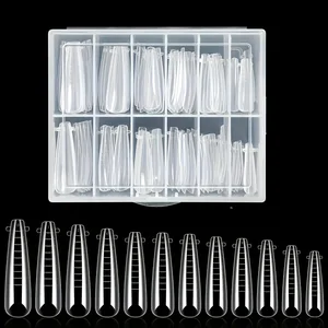 Şeffaf, Çift Tırnak Sistemi Form Kalıbında 120 Adet, genişletilmiş Uv Jel Akrilik Tırnak Kalıbı Elmas Formu, Yapay Tırnak Ucu ve Tırnak Ucu-12 boyutta 6 Büyük satış uzantısı şeffaflığı-no. 5