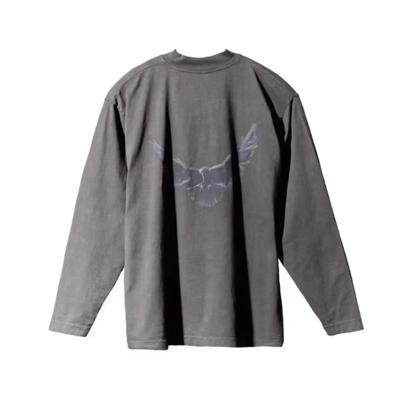 Vintage Kanye West Ye YZY Dove Pigeon Long Sleeve T-shirt 1:1 Best Quality Oversize Loose Tee T Shirt