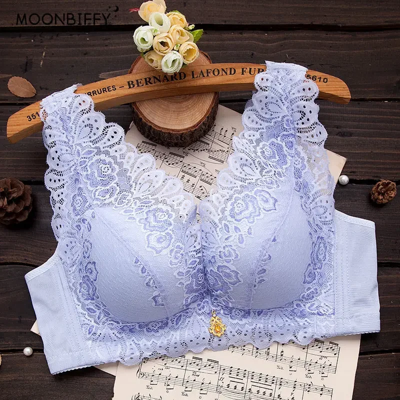 Sujetador Push Up de encaje para mujer, Bralette bordado Floral, ropa interior femenina, ropa interior para niñas