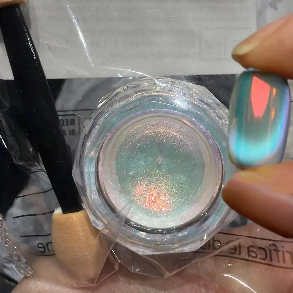 1Jar Mint Green Aurora Chrome Nail Powder Fantasy Chameleon Nails Pigment Dust Plating Mirror Effect Moonlight Manicure Powders