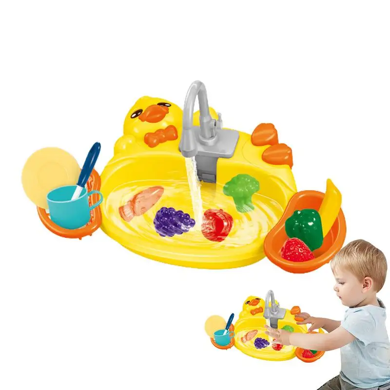 

Play Sink With Running Water Children Electric Dishwasher Playing Toy Toy Kitchen Sink With Play Food And Kitchen Utensils For