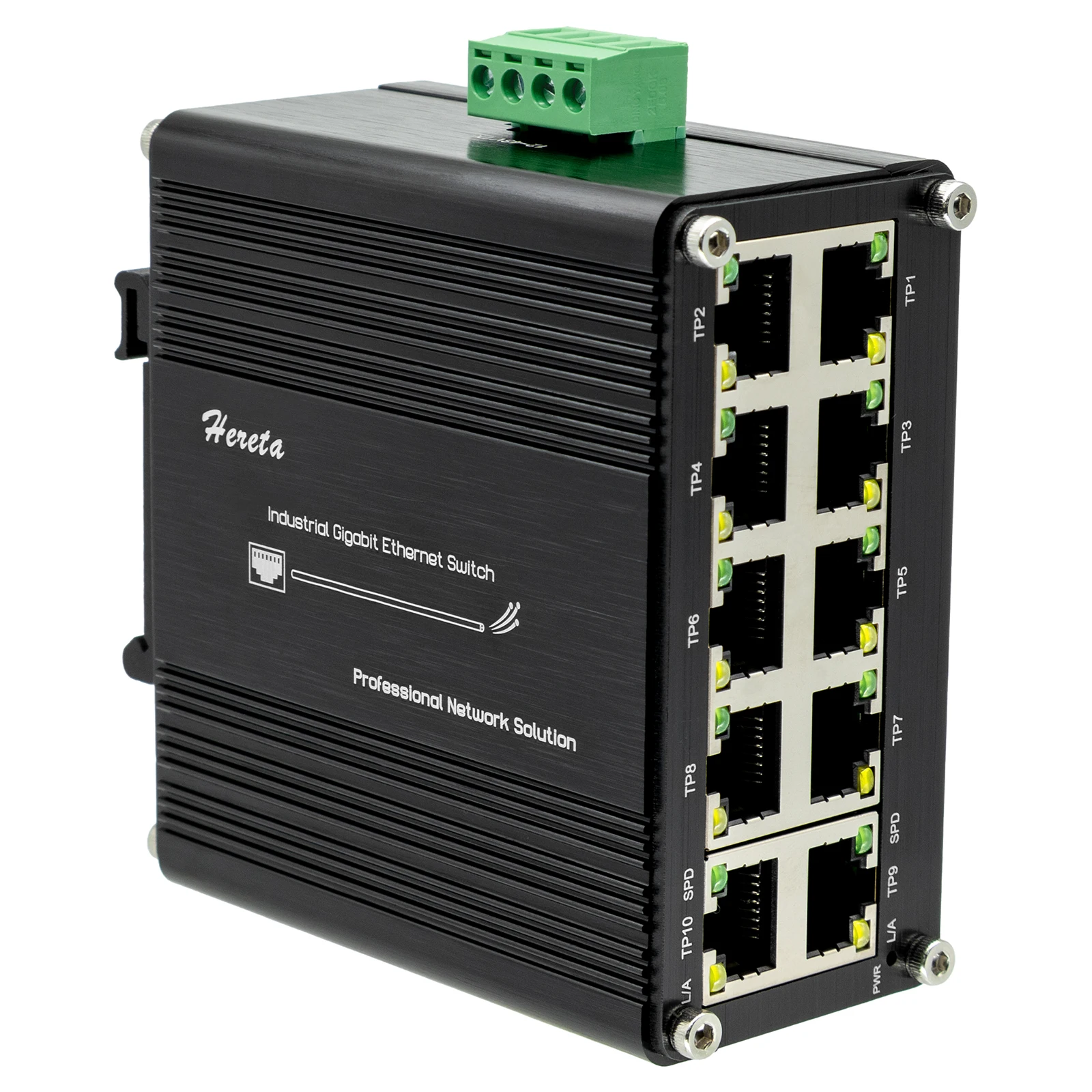 

Mini Industrial 10 Ports Gigabit Ethernet PoE Switch 10/100/1000Mbps Network Switch Aluminium Case DIN-Rail Installation