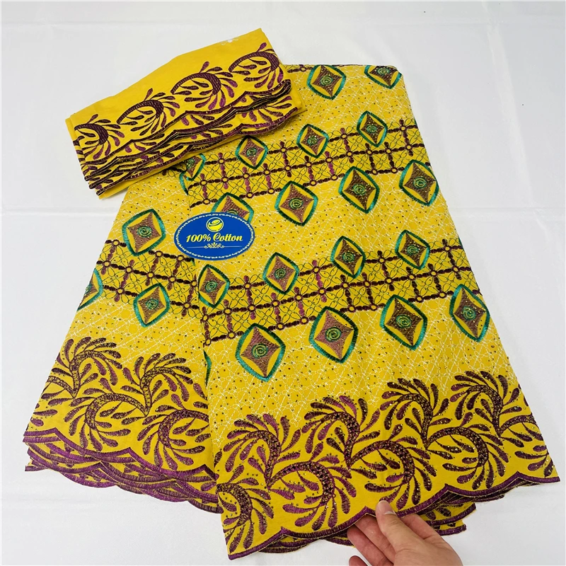 5+2 yard with scarf heavy beaded embroidery African 100% cotton fabric Swiss voile lace popular Dubai style 29L89303