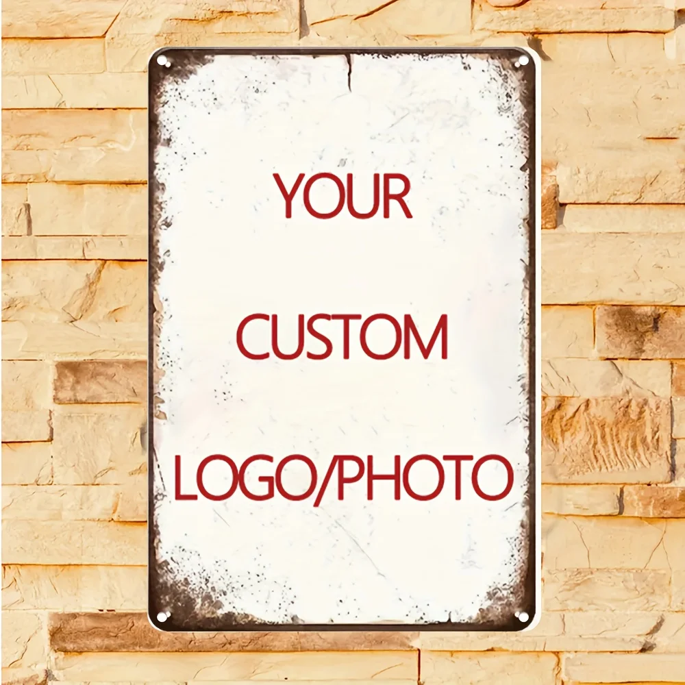 Custom Aluminum Tin Sign 20x30cm - Personalized Photo/Logo/Text, Vintage Metal Wall Art for Home Bedroom Living Room Decor