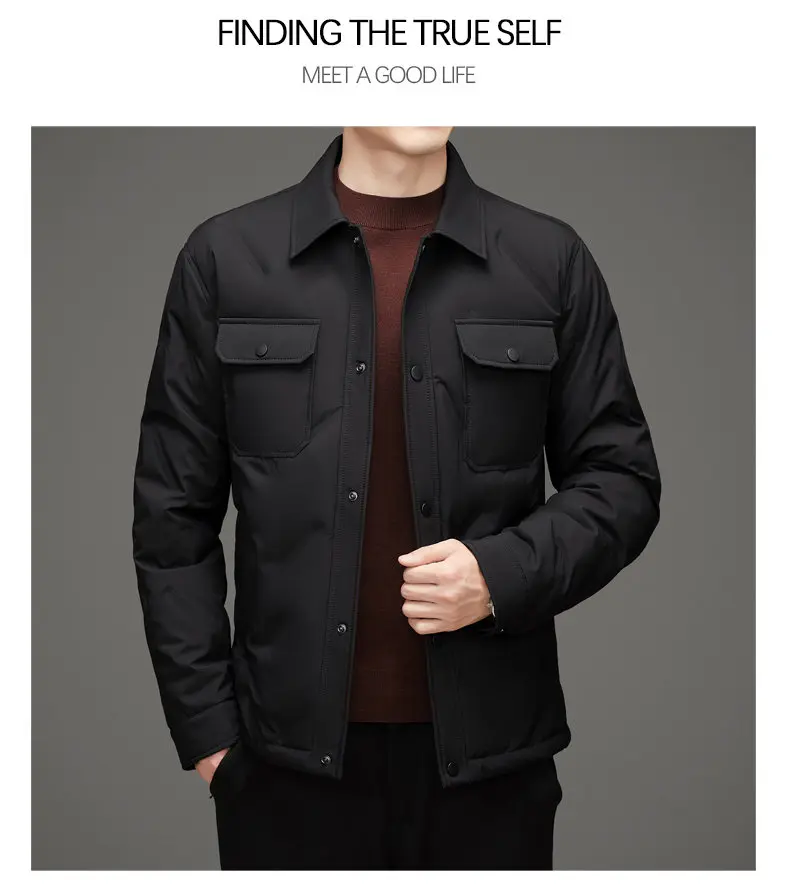 Men's 50% White Duck Down down coat 2026 winter turndown collar warm Down Jackets men fashion light and thin Jacket M-4XL
