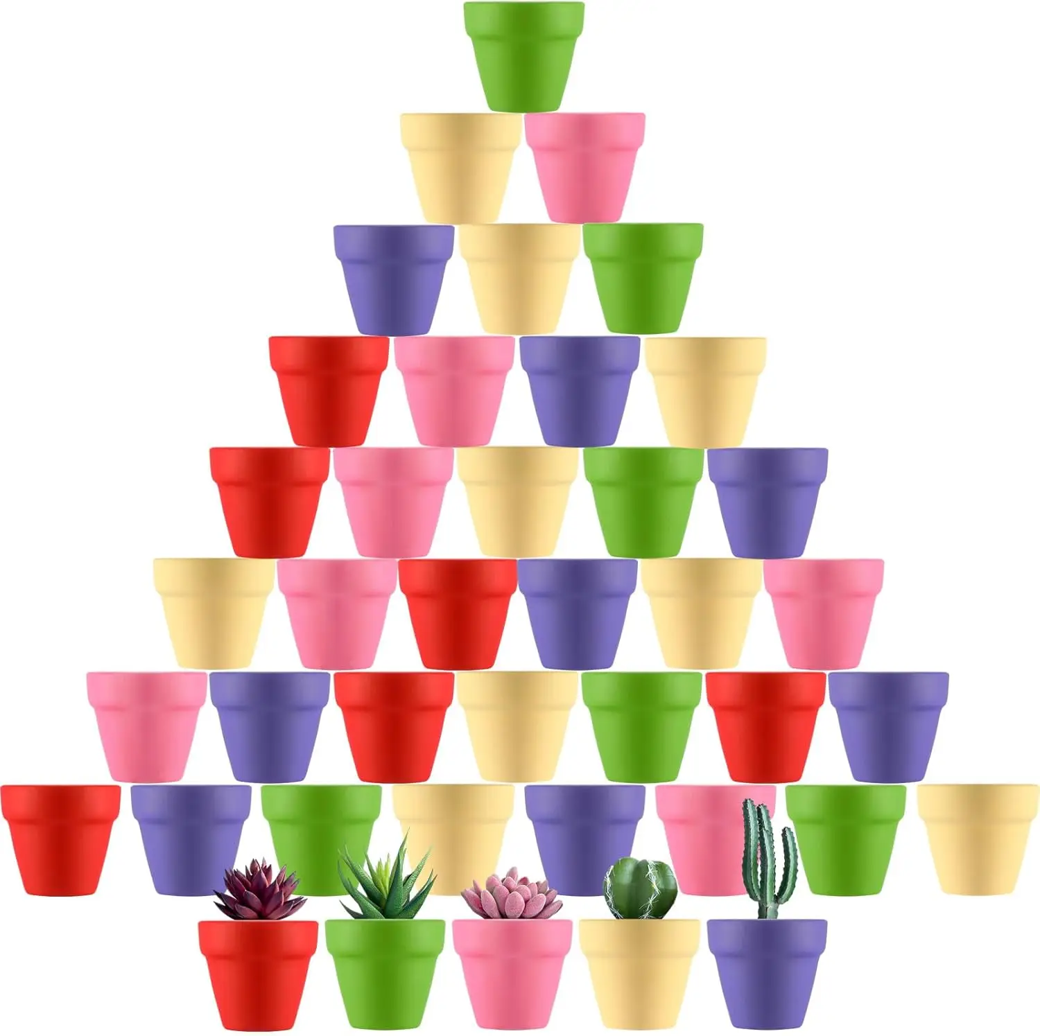 

50 Pcs 2 Inch Small Mini Colored Clay Flower Pots with Drainage Hole Succulent Pots for Indoor Outdoor DIY Craft Wedding