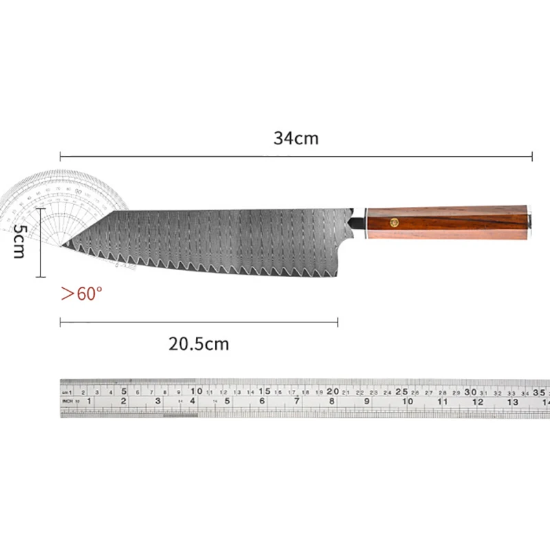 8 Inch Kiritsuke Knife 73 Layers Damascus Steel Blade Sharp Chefs Cleaver Meat Slicing Vegetables Kitchen Knives Rosewood Handle