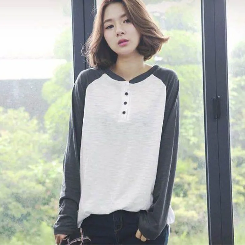 

New Autumn Long Sleeved T-shirt Medium To Long Loose Ins Top Korean Version Loose and Comfortable Unique and Simple Top