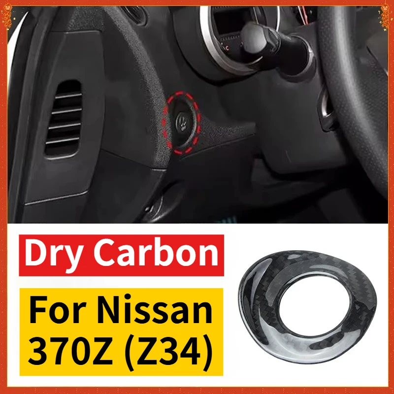 

For Nissan 370Z (Z34) Real Dry Carbon Fiber 2009-2020 Steering Wheel Left Slide Limited Button Frame Interior Modification