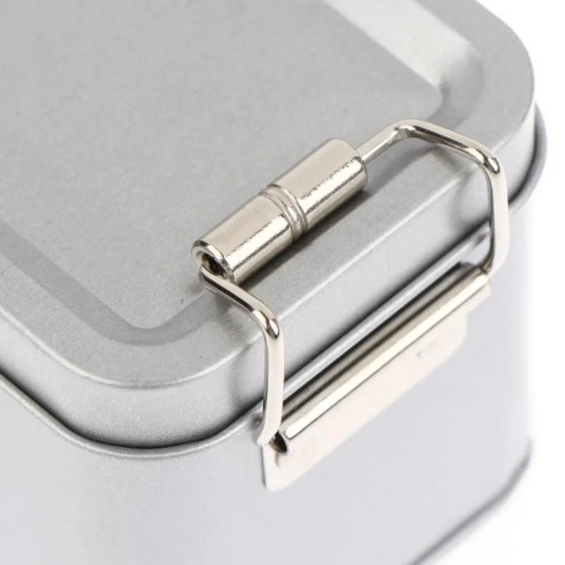 1PC Rectangular Food-Grade Tinplate Storage Container with Secure Buckle Lid Metal Box for Cake Candy Packaging