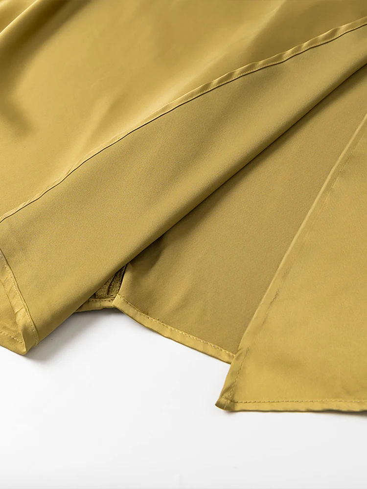 Estilo europeu nova moda feminina versátil temperamento simples cor sólida em camadas decorativa estilingue vestido de fenda