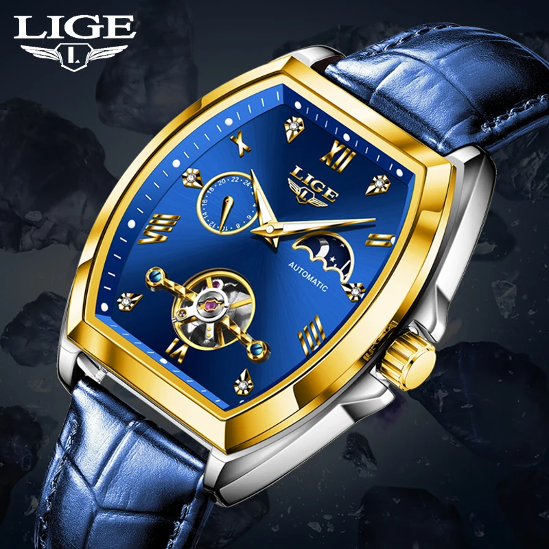 

LIGE 2025 Automatic Watches For Men Fashion Business Luxury Mens Watch Waterproof Luminous Tourbillon Wristwatches Reloj Hombre