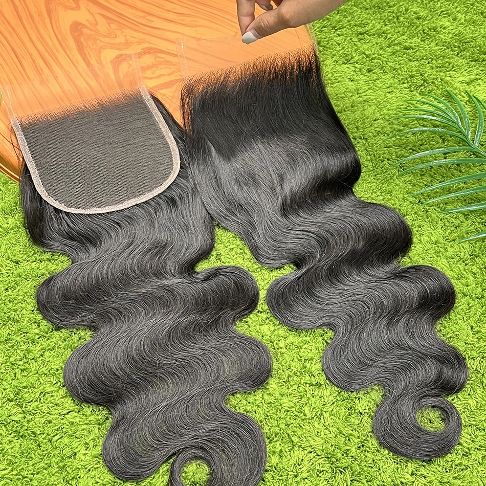 5x5 HD Transparent Lace Closure Body Wave Human Hair Preplucked Bleached Knots 1B Natural Black Color Invisible Lace Virgin Hair