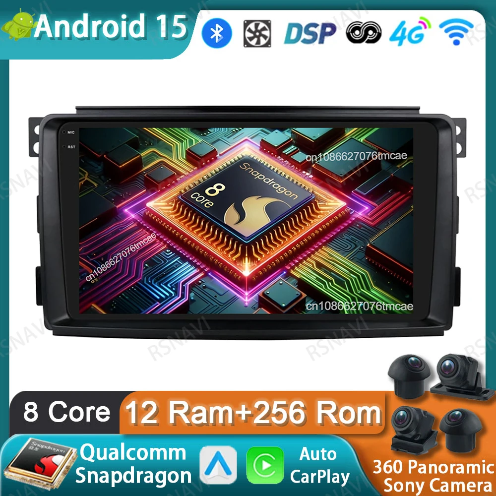 

Car Radio Android 15 For Benz Smart Fortwo 2006 - 2015-B Qualcomm BT Stereo Multimedia GPS Head Unit Autoradio QLED 5G WIFI DVD