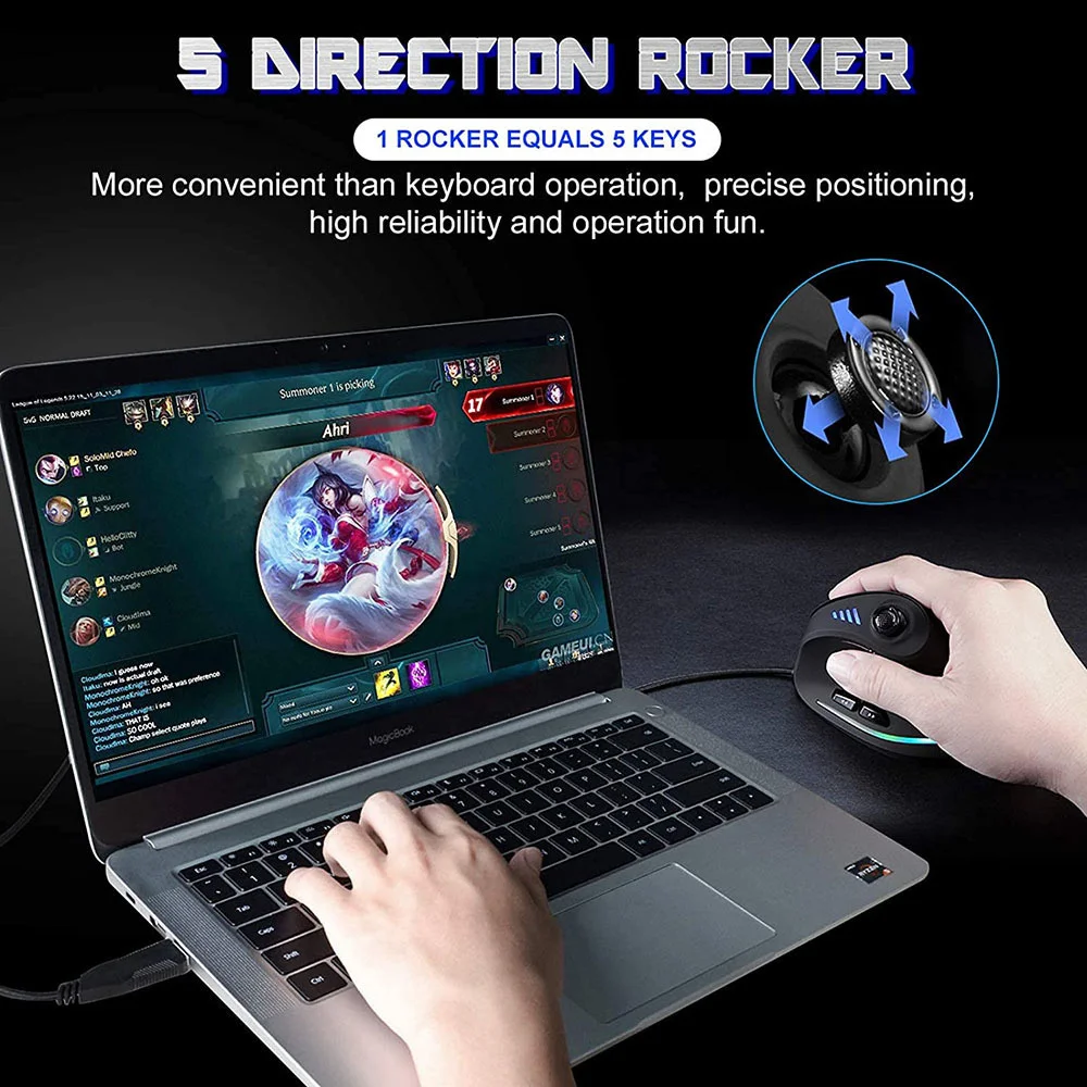 SeenDa Vertical Gaming Mouse Wired RGB Ergonomic Mouse USB Joystick Programmable Gaming Mice for PC Computer Gamers