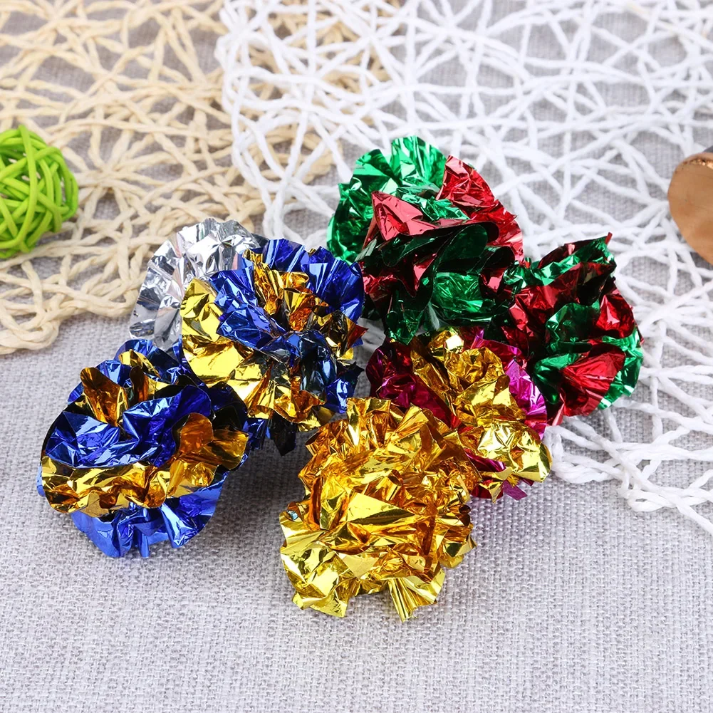 24/12Pack Bunte Crinkle Bälle Sound Zinn Papier Spielzeug für Katze Haltbarkeit Lautalisierung Puppen Spielen Interaktive Biss Quietschen spielzeug – Detail 8