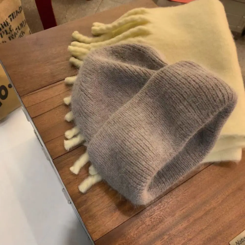 Elegant Womens Winter Knitted Hat Soft Ribbed Beanie Cap Warm Casual Fashion Candy Color Elastic Bonnet Outdoor Accessory