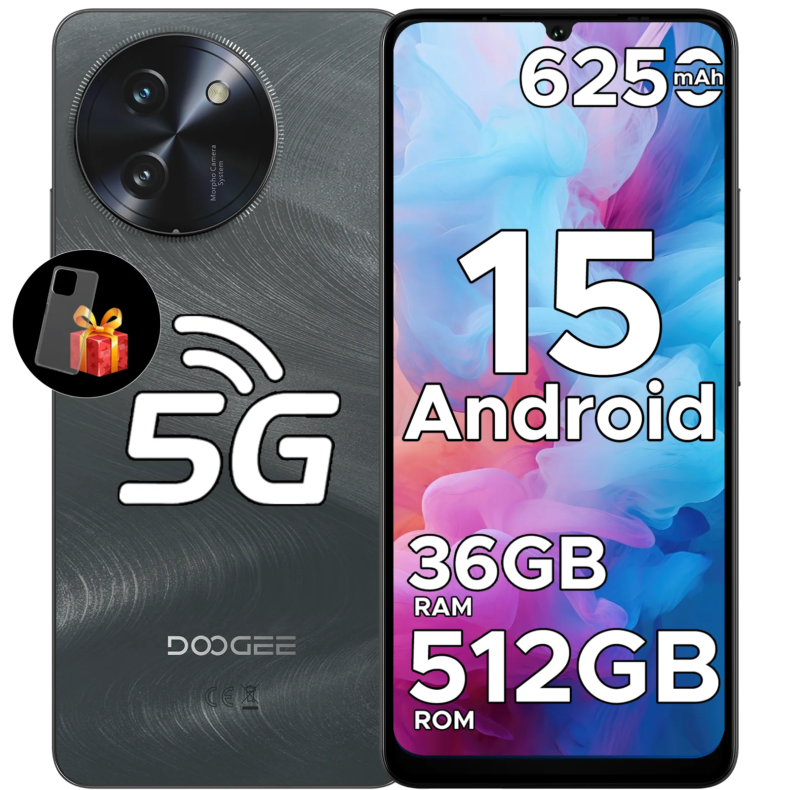 DOOGEE Note59 Pro + 5G الهاتف الذكي أندرويد 15 12GB 512GB 6.75 بوصة شاشة 50MP AI كاميرا 6250mAh بطارية هاتف محمول الإصدار العالمي