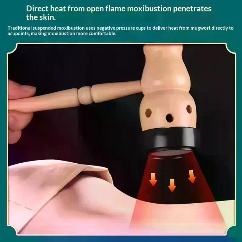Moxa Mugwort Moxibustion Box Wooden Handle Gourd Massage Burner Roll Wormwood Artemisia Acupuncture
