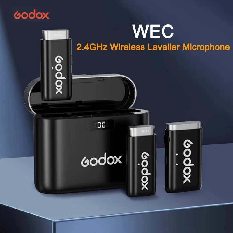 

Godox Wireless Microphone WEC 2.4GHz Wireless Lavalier PC Camera Phone Professional Mic For Vlogging Interview Live Streaming