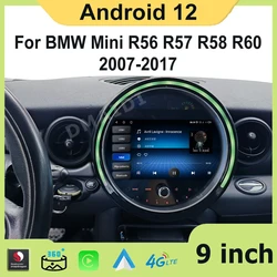 Autoradio Android 12, Navigation GPS, 4G, DVD, Écran, Carplay, Lecteur Stéréo, pour Voiture BMW Mini Cooper R56, R57, R58, R60 (2007-2017)