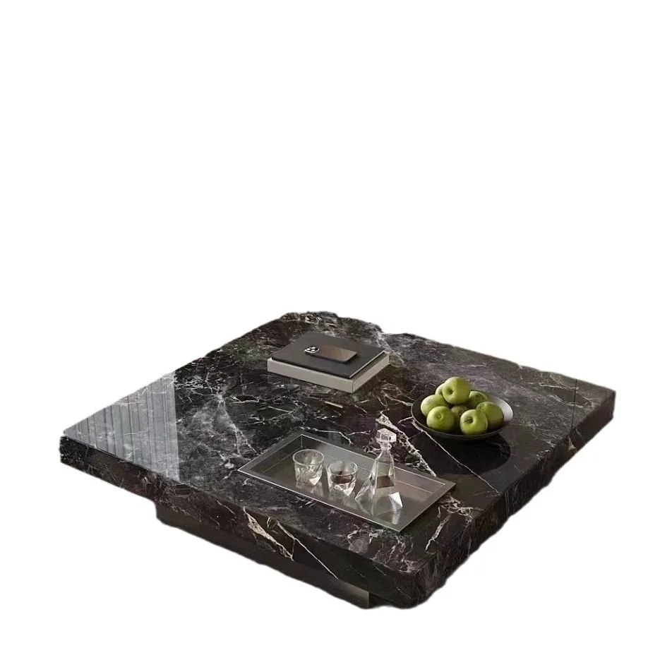 

Light luxury, Italian, minimalist, square, slate, coffee table, designer, high end, hotel
