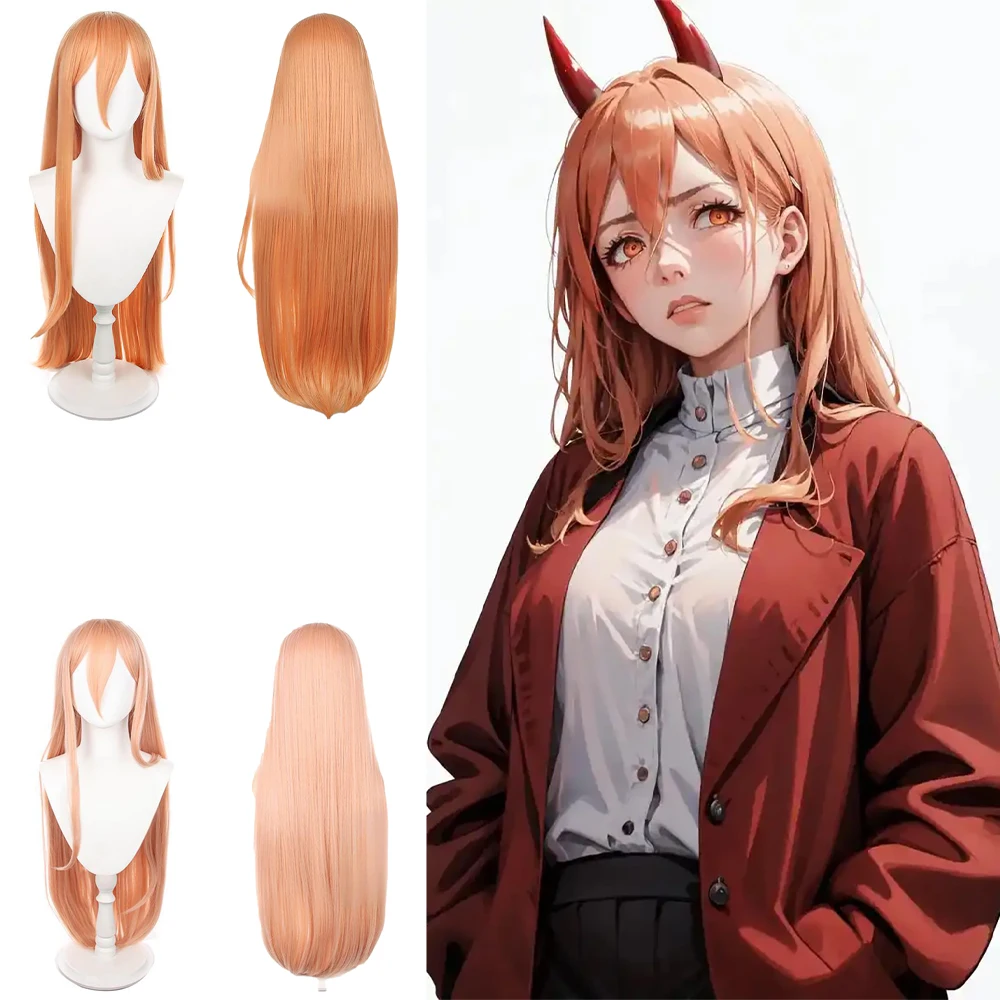 Anime Chainsaw Man Power/Makima Cosplay Synthetic Straight Hair/Braids Suitable for Women Party Role-Playing Heat-Resistant Wig