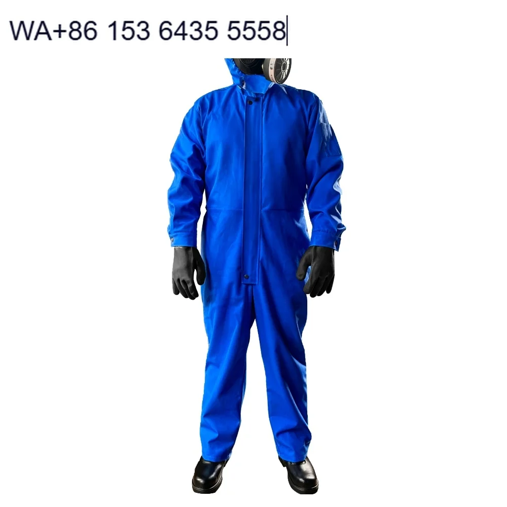 Sealed Hooded Hazmat Coverall  Liquid & Dust Resistant Coated Fabric, for Chemical Spill Response & Industrial Emergency Use