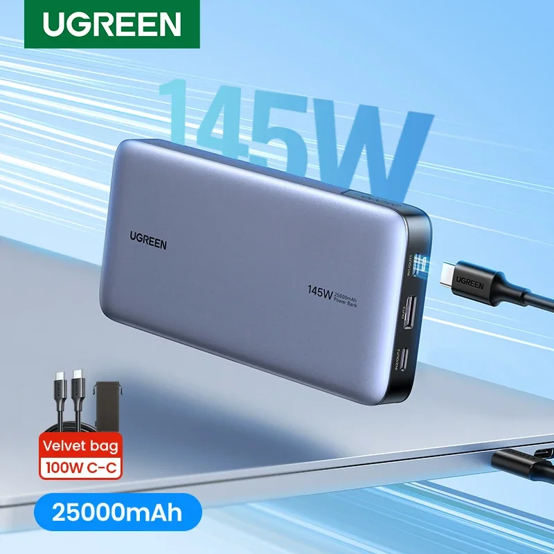 UGREEN 140W banco de energía portátil 25000mAh PD banco de energía de carga rápida para ordenador portátil Xiaomi 13 batería externa de carga rápida