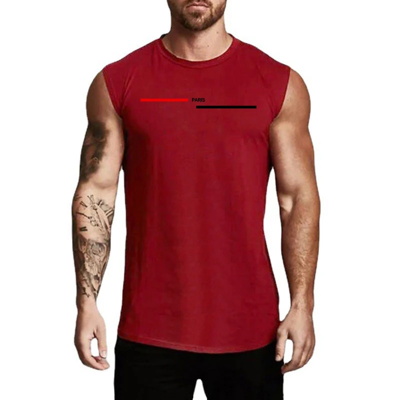 Camiseta sin mangas para hombre, ropa deportiva ajustada, de algodón puro, con cuello redondo, para entrenamiento de culturismo y gimnasio