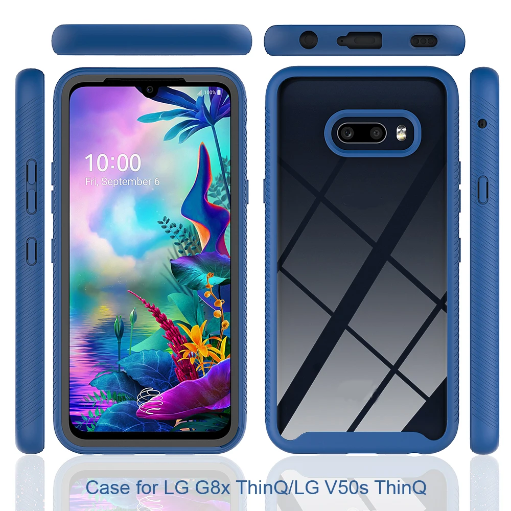 حافظة هاتف هجينة متينة مقاومة للصدمات لهاتف LG G8X V50S ThinQ 6.4 بوصة إطار من البولي يوريثان الناعم غطاء خلفي شفاف من البلاستيك الصلب