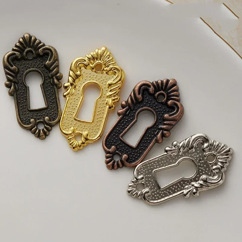 1/6PC Drawer Key Piece Corner Stick Cover European Vintage Decorative Code Lock Piece Alloy 45x23mm