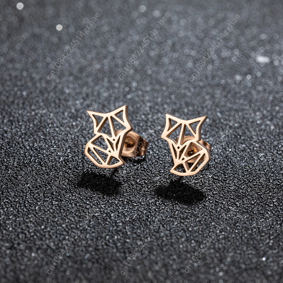 1 زوج جديد وصول الفولاذ المقاوم للصدأ لطيف الثعلب الأذن ترصيع الإبداعية الأزياء اوريغامي الحيوان أقراط للنساء مجوهرات صديقة هدية