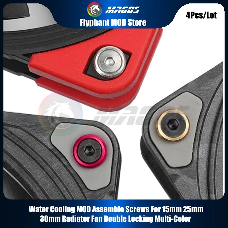Water Cooling MOD Assemble Screws For 15mm 25mm 30mm Radiator Fan Double Locking Multi-Color 4Pcs/Lot