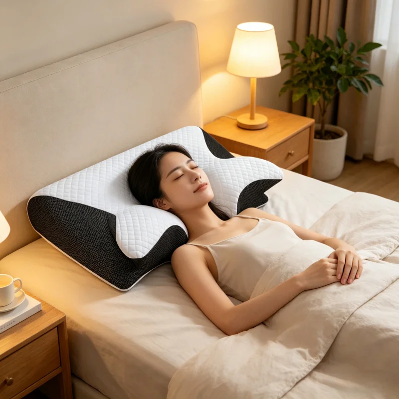 

Sleep Memory Pillow –Butterfly Memory Foam Neck Pillow, Contoured Sleep for Neck Pain Relief, Stomach Support Comfortable Pillow