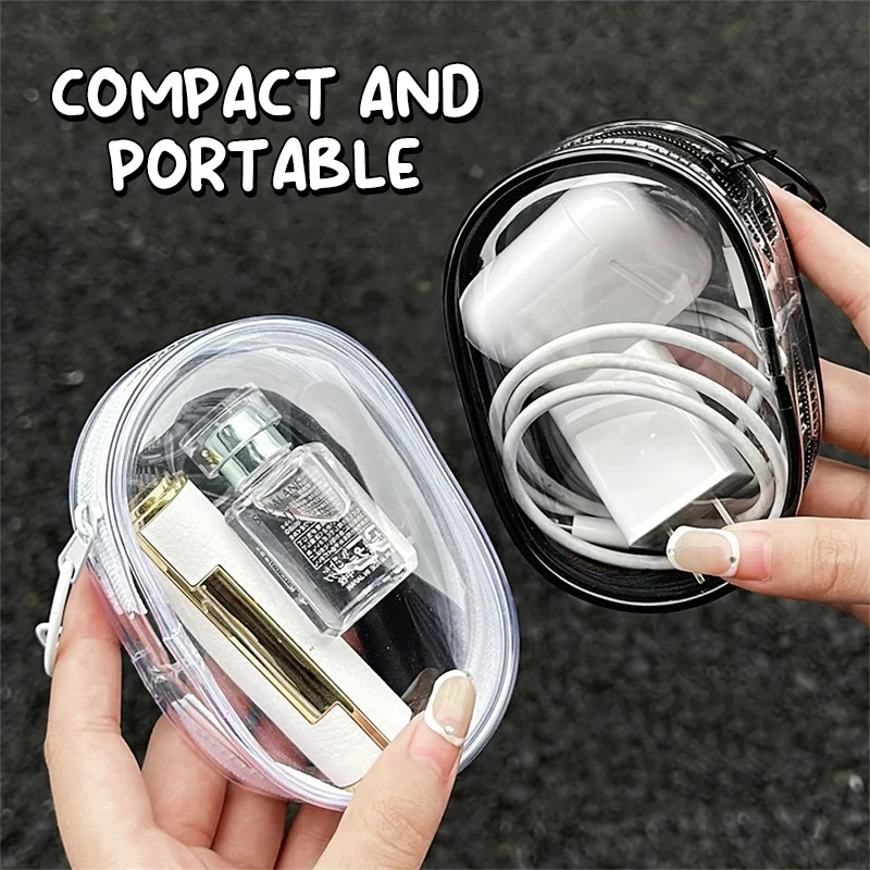 Portable Mini Transparent Storage Bag Multifunctional Headphone Charger Case Travel Digital Charger Organizer Accessories