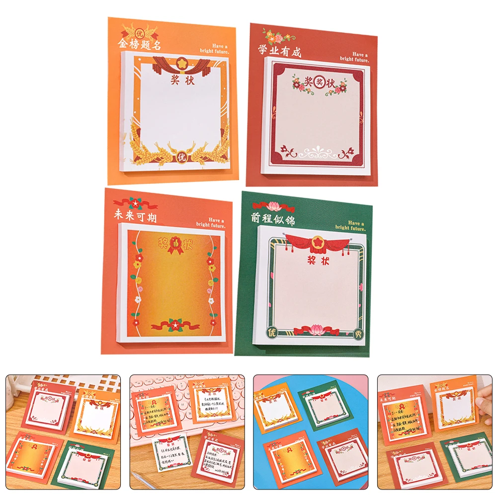 

4Pcs Mini Inspirational Cartoon Reward Kindergarten Small Notepads for Learning School Notepads