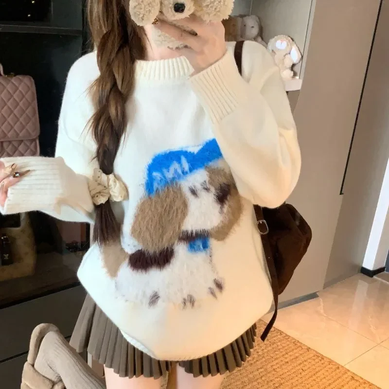 

Свитер женский осенне-зимний ленивый стиль, свободный тонкий повседневный внутренний дизайн, универсальный вязаный топ с длинными рукавами