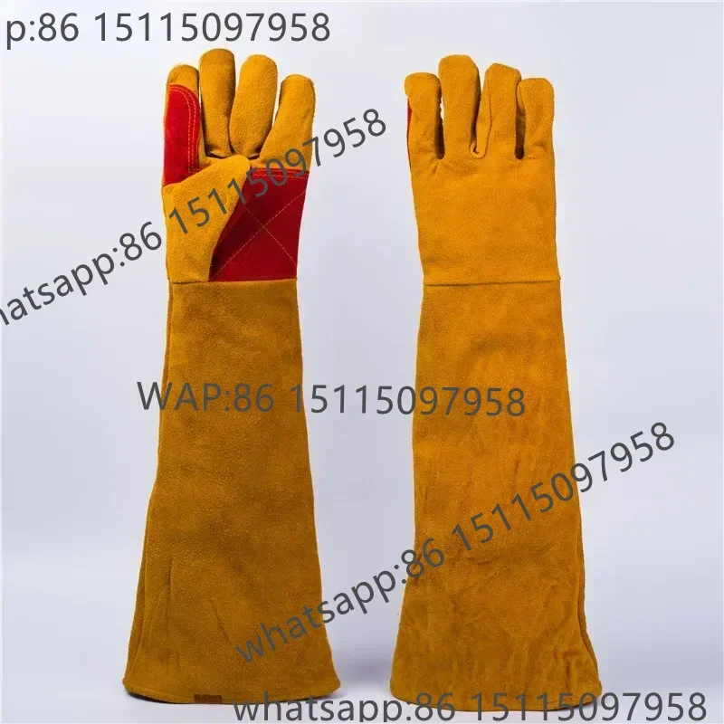 

Кожаные сварочные перчатки с длинными рукавами 23,6 дюйма, термостойкие перчатки для печи и барбекю, устойчивые к проколам перчатки для садов