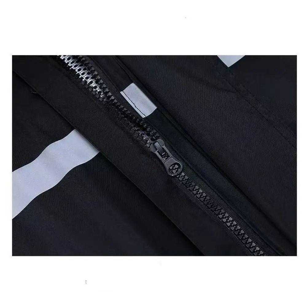 

Windproof Motorcycle Rider Raincoat Wear Resistant Detachable Brim Long Hooded Raincoat Reflective Strips Full Body Poncho