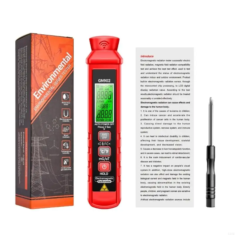 

E28F Temperature Electromagnetic Field Radiation Detector Tester Meter Rechargeable Digital Screen Counter Emission Dosimeter