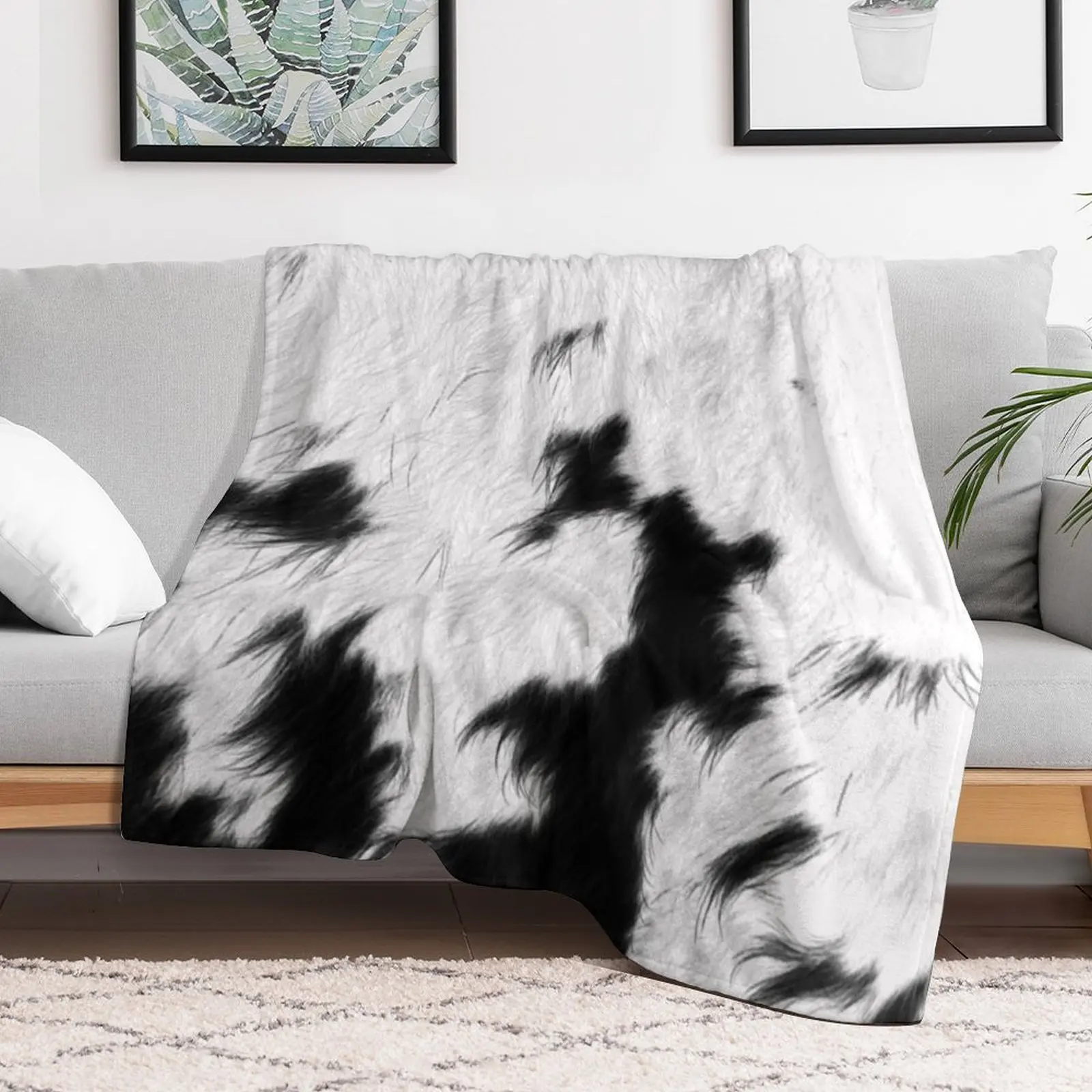 Cowhide Photograph Throw Blanket Nap blankets and throws Plush anime Blankets